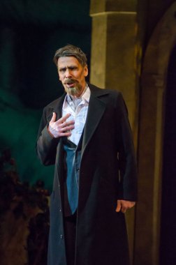 Dnipro, Ukrayna - 23 Şubat 2019: Giuseppe Verdi Dnipro Opera ve bale Tiyatrosu üyeleri tarafından gerçekleştirilen Traviata tarafından klasik Opera.