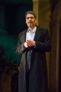 Dnipro, Ukrayna - 23 Şubat 2019: Giuseppe Verdi Dnipro Opera ve bale Tiyatrosu üyeleri tarafından gerçekleştirilen Traviata tarafından klasik Opera.