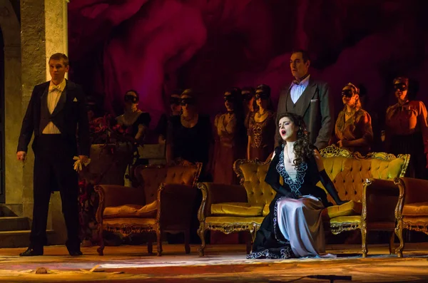 Dnipro Ukraina Februari 2019 Klassisk Opera Giuseppe Verdi Traviata Utförs — Stockfoto