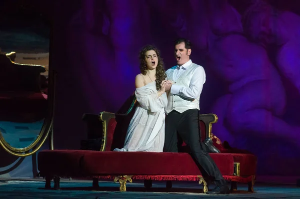 Dnipro Ucrania Febrero 2019 Ópera Clásica Giuseppe Verdi Traviata Interpretada —  Fotos de Stock