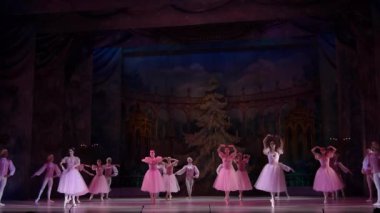 Dnipro, Ukrayna - 15 Şubat 2019: Dnipro Opera ve bale Tiyatrosu üyeleri tarafından gerçekleştirilen Fındıkkıran Balesi.