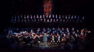 Dnipro, Ukrayna - 20 Şubat 2019: Requiem Dnipro Opera ve bale Tiyatrosu üyeleri tarafından gerçekleştirilen Verdi tarafından.