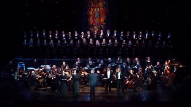 Dnipro, Ukrayna - 20 Şubat 2019: Requiem Dnipro Opera ve bale Tiyatrosu üyeleri tarafından gerçekleştirilen Verdi tarafından.