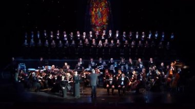 Dnipro, Ukrayna - 20 Şubat 2019: Requiem Dnipro Opera ve bale Tiyatrosu üyeleri tarafından gerçekleştirilen Verdi tarafından.