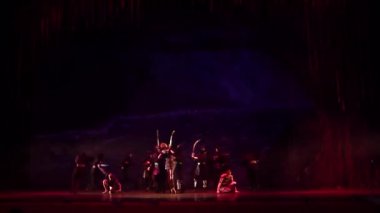 Dnipro, Ukrayna - 17 Mart 2019: Klasik bale Corsair Dnipro Opera ve bale Tiyatrosu üyeleri tarafından gerçekleştirilen. 