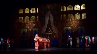 Dnipro, Ukrayna - 17 Mart 2019: Klasik bale Corsair Dnipro Opera ve bale Tiyatrosu üyeleri tarafından gerçekleştirilen. 
