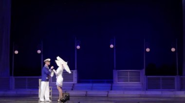 Dnipro, Ukrayna-8 Nisan 2019: müzik caz sadece kızlar Odessa akademik müzikal komedi tiyatro adına Michael Wodianoy üyeleri tarafından gerçekleştirilen.