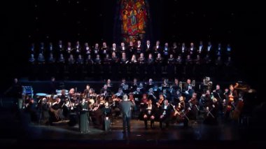 Dnipro, Ukrayna - 20 Şubat 2019: Requiem Dnipro Opera ve bale Tiyatrosu üyeleri tarafından gerçekleştirilen Verdi tarafından.