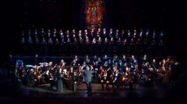 Dnipro, Ukrayna - 20 Şubat 2019: Requiem Dnipro Opera ve bale Tiyatrosu üyeleri tarafından gerçekleştirilen Verdi tarafından.