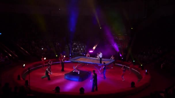 Dnipro Ucrania Diciembre 2018 Trampolines Acrobats Level Studio Perform Circus — Vídeos de Stock