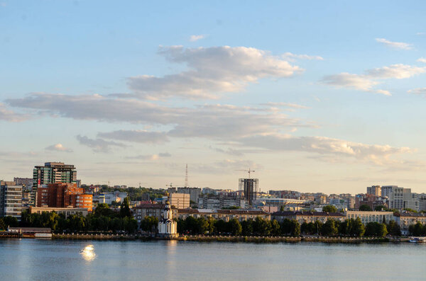 View from the central bridge to the city of Dnipro