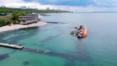 Delfi tankeri Odessa sahilinde kaza yaptı, hava fotoğrafçılığı.
