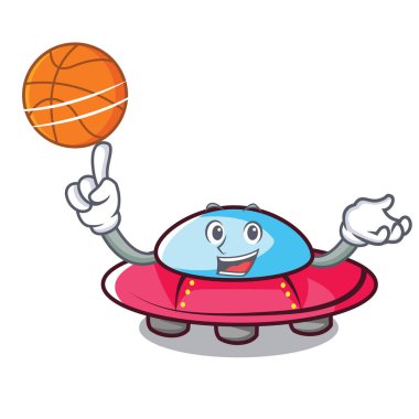 Basketbol ufo karakter karikatür tarzı vektör çizim ile