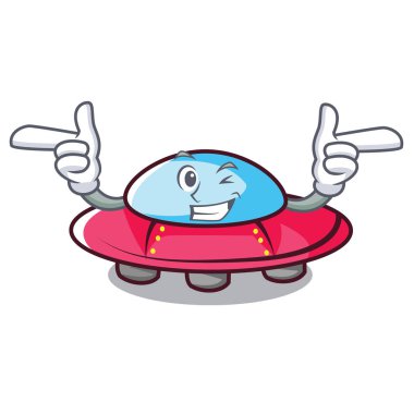 UFO karakter karikatür tarzı vektör çizim wink