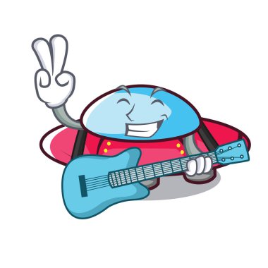 Gitar ufo maskot karikatür tarzı vektör çizim ile