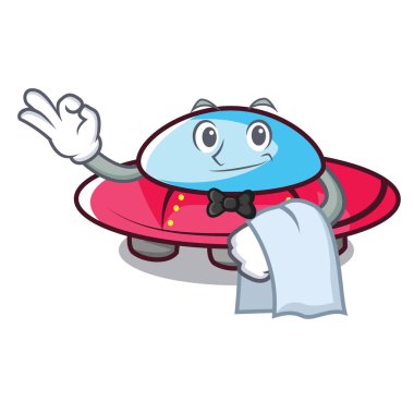 Garson ufo maskot karikatür tarzı vektör çizim
