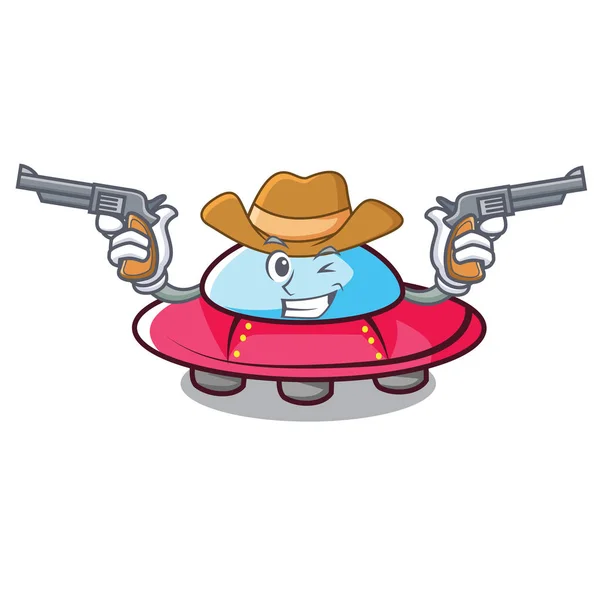 Cowboy Ufo Personaggio Cartone Animato Stile Vettoriale Illustrazione — Vettoriale Stock