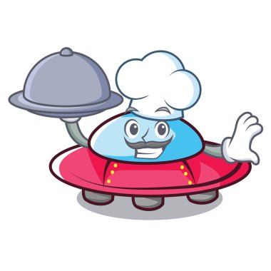 Şef gıda ufo maskot karikatür tarzı vektör çizim ile