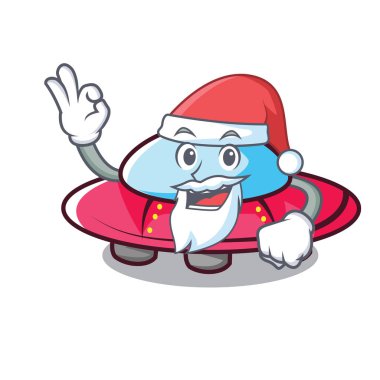 Santa ufo maskot karikatür tarzı vektör çizim