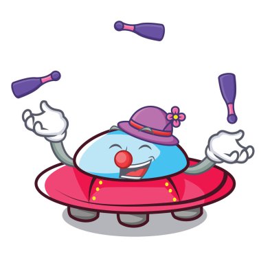 UFO maskot karikatür tarzı vektör çizim hokkabazlık