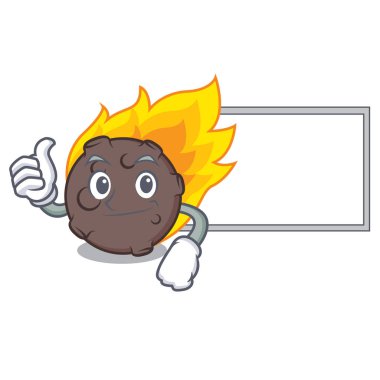 Başparmak yukarıya kurulu göktaşı karakter karikatür tarzı vektör çizim ile