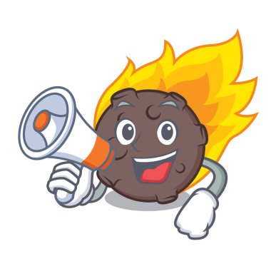 Megafon göktaşı karakter karikatür tarzı vektör çizim ile