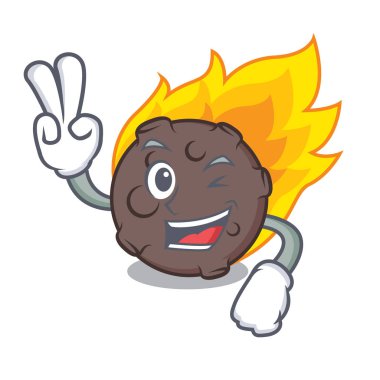 İki göktaşı karakter karikatür tarzı vektör çizim parmak