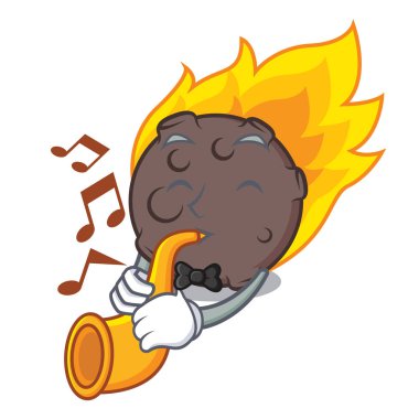 Trompet göktaşı maskot karikatür tarzı vektör çizim ile