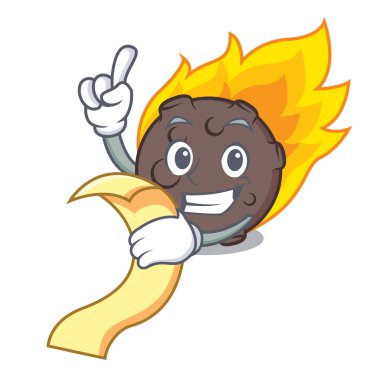 Menü göktaşı maskot karikatür tarzı vektör çizim ile