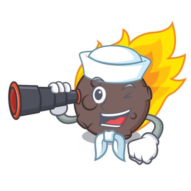 Denizci dürbün göktaşı maskot karikatür tarzı vektör çizim ile