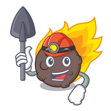 Madenci göktaşı maskot karikatür tarzı vektör çizim