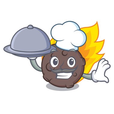 Şef gıda göktaşı maskot karikatür tarzı vektör çizim ile