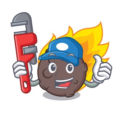 Tesisatçı göktaşı maskot karikatür tarzı vektör çizim