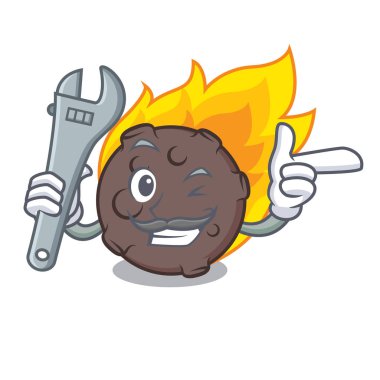 Mekanik göktaşı maskot karikatür tarzı vektör çizim