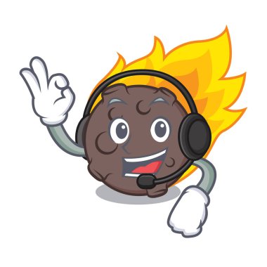 Kulaklık göktaşı maskot karikatür tarzı vektör çizim ile