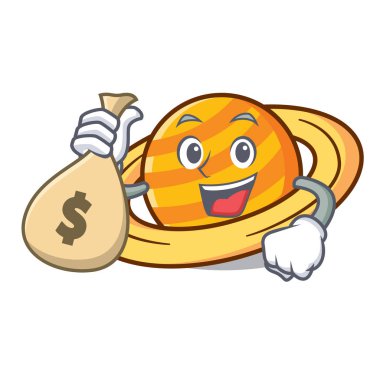 Para çantası gezegen mikroblog karakter karikatür vektör çizim ile