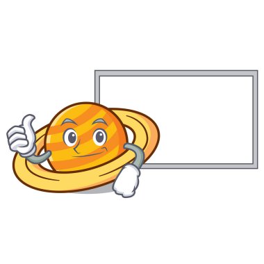 Başparmak yukarıya kurulu gezegen mikroblog karakter karikatür vektör çizim ile