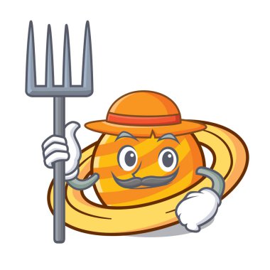 Çiftçi gezegen mikroblog karakter karikatür vektör çizim