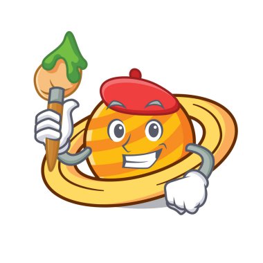 Sanatçı gezegen mikroblog karakter karikatür vektör çizim