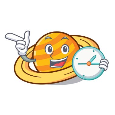 Saat gezegen mikroblog karakter karikatür vektör çizim ile