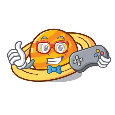 Oyun gezegeni mikroblog maskot karikatür vektör çizim