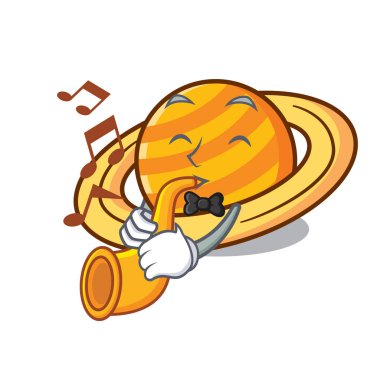 Trompet gezegen mikroblog maskot karikatür vektör çizim ile