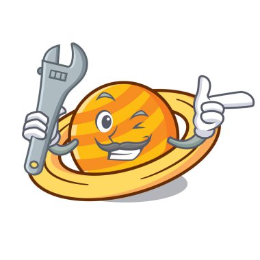 Mekanik gezegen mikroblog maskot karikatür vektör çizim