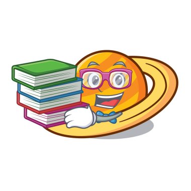 Öğrenci kitap gezegen mikroblog maskot karikatür vektör çizim ile