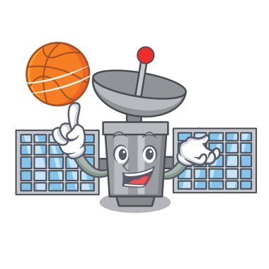 Basketbol uydu karakter karikatür tarzı vektör çizim ile