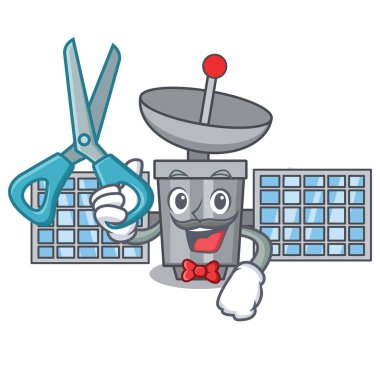 Uydu karakter karikatür tarzı vektör çizim berber