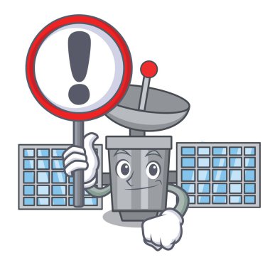 İşareti uydu karakter karikatür tarzı vektör çizim ile