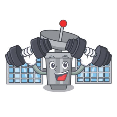 Fitness uydu karakter karikatür tarzı vektör çizim