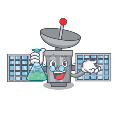 Profesör uydu karakter karikatür tarzı vektör çizim