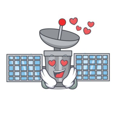 Aşk uydu maskot karikatür tarzı vektör çizim içinde